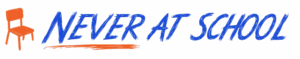 Never At School logo with an orange chair icon.