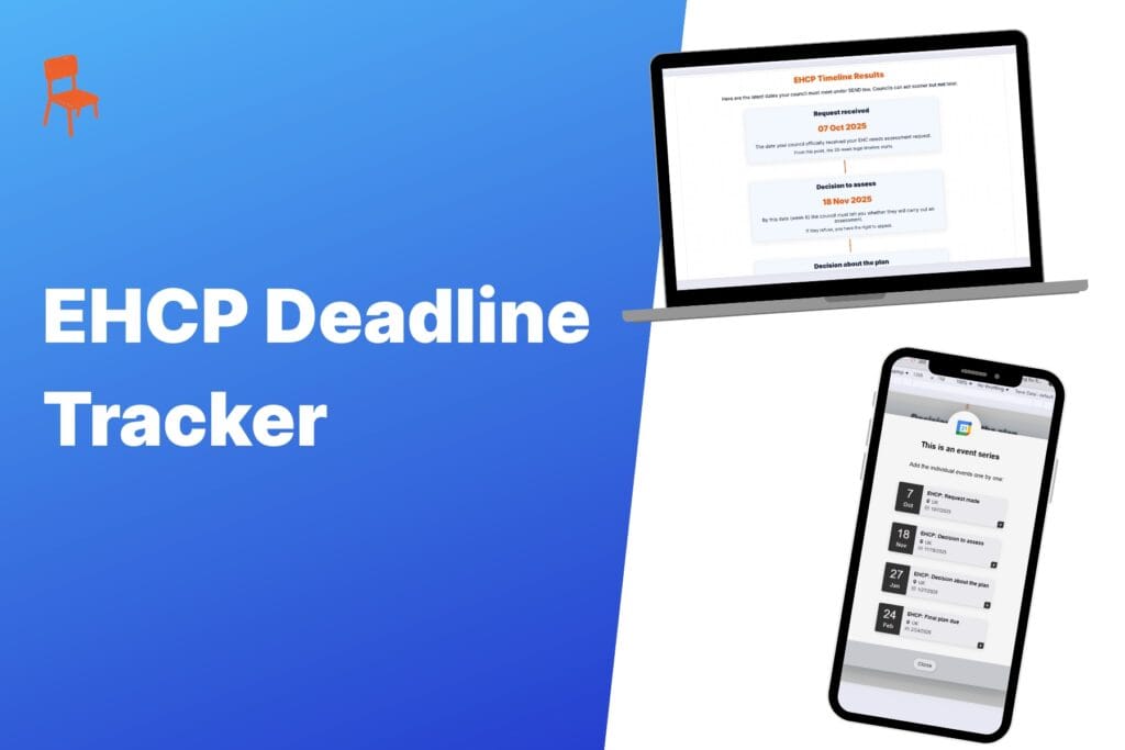 EHCP Deadline Tracker – laptop and mobile screen showing EHCP timeline results and key statutory dates.