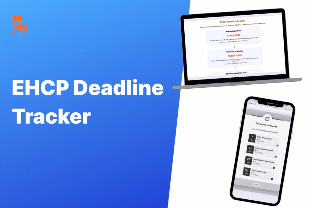 EHCP Deadline Tracker – laptop and mobile screen showing EHCP timeline results and key statutory dates.