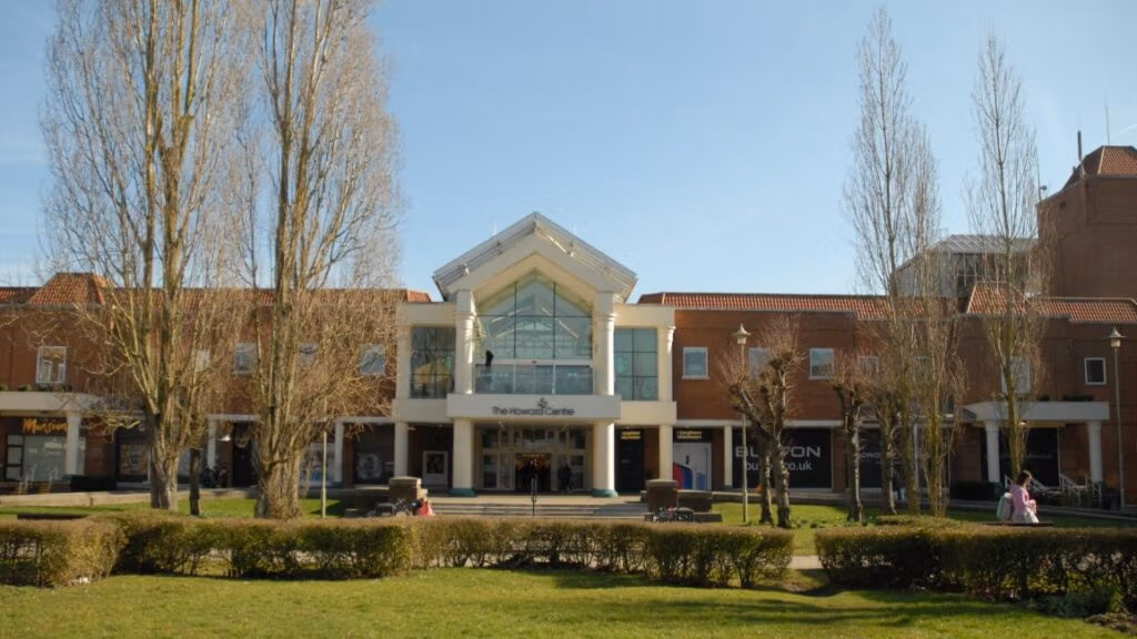 The Howard Centre shopping centre in Welwyn Garden City on a sunny day.