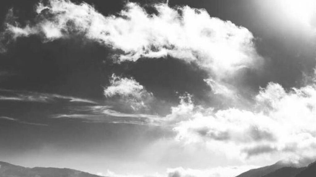 A cloud sky in black and white.